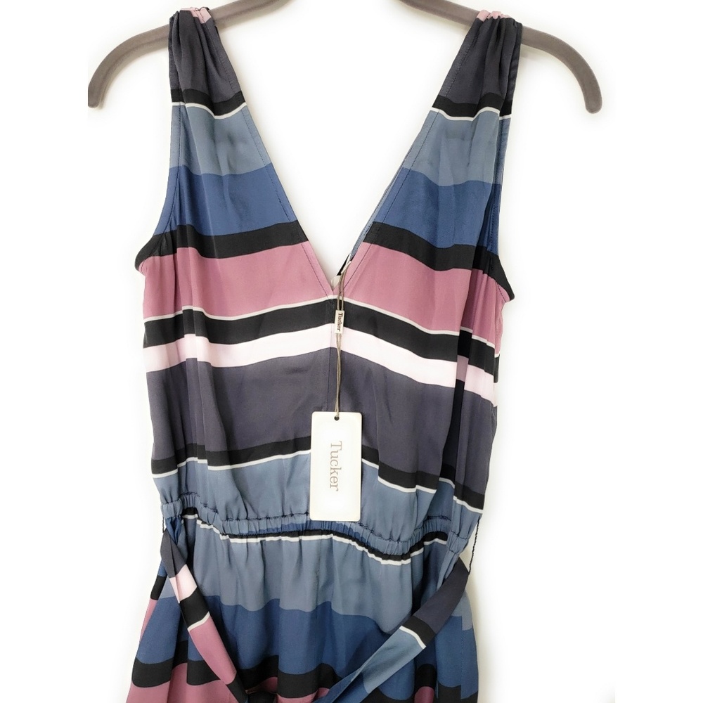 **Store CLOSING SALE** Tucker NYC V neck Jumpsuit Indigo Skies Stripe - Picture 4 of 8
